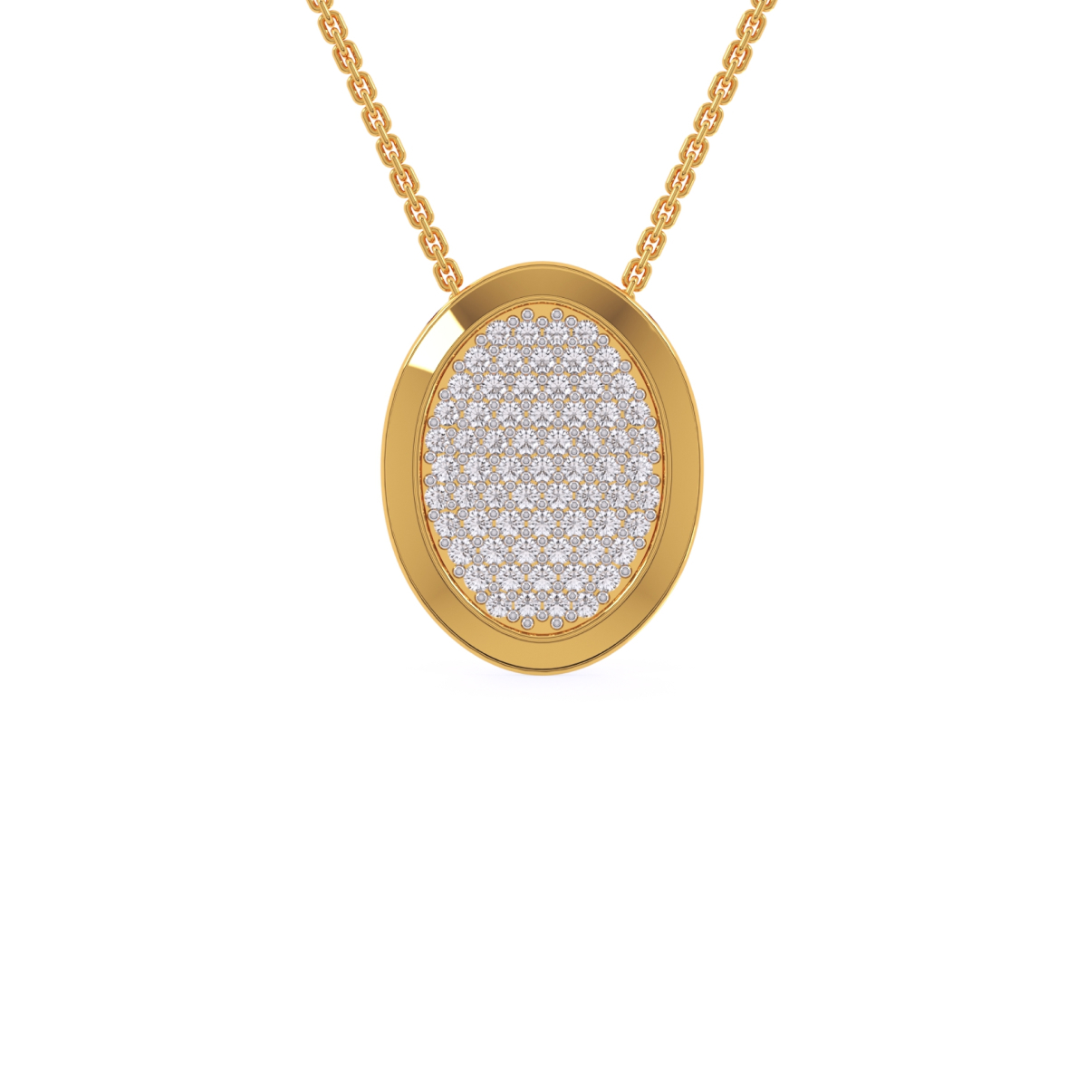 Stylish Oval Shaped Pave Diamond Necklace